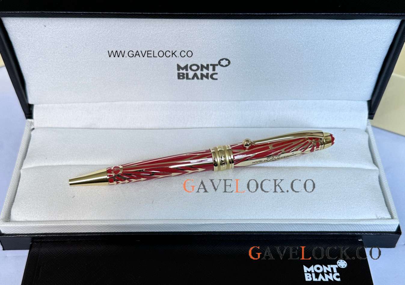 Clone Meisterstuck 100 Yrs Doue Classique Slim Ballpoint Pen Red-Gold